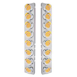UNITED PACIFIC - 33603 - SOPORTE DEL FILTRO DE AIRE DELANTERO DE ACERO INOXIDABLE CON LUCES REFLECTORAS Y VISORES DE 16X 9 LED DE 2" PARA PETERBILT-AMBER LED/LENTE TRANSPARENTE