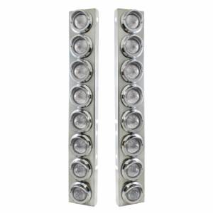 UNITED PACIFIC - 33607 - SOPORTE DEL FILTRO DE AIRE DELANTERO DE ACERO INOXIDABLE CON 16X 9 LED LUCES DE COLMENA Y VISORES DE 2" PARA PETERBILT-AMBER LED/LENTE TRANSPARENTE