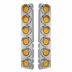 UNITED PACIFIC - 33608 - SOPORTE DEL FILTRO DE AIRE DELANTERO DE ACERO INOXIDABLE CON 12 LUCES Y VISORES DE 9 LED DE 2" PARA LED Y LENTES PETERBILT-AMBER