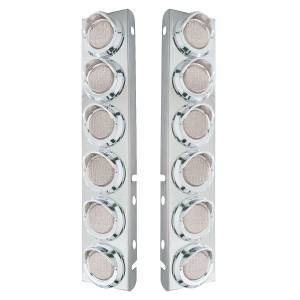 UNITED PACIFIC - 33609 - SOPORTE DEL FILTRO DE AIRE DELANTERO DE ACERO INOXIDABLE CON 12X 9 LUCES LED DE 2" Y VISORES PARA LENTES LED/CLARAS PETERBILT-AMBER