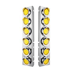 UNITED PACIFIC - 33610 - SOPORTE DEL FILTRO DE AIRE DELANTERO DE ACERO INOXIDABLE CON LUCES REFLECTORAS DE 12X 9 LED DE 2" Y VISORES PARA LED Y LENTES PETERBILT-AMBER