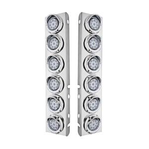 UNITED PACIFIC - UNITED PACIFIC - 33610 - SOPORTE DEL FILTRO DE AIRE DELANTERO DE ACERO INOXIDABLE CON LUCES REFLECTORAS DE 12X 9 LED DE 2" Y VISORES PARA LED Y LENTES PETERBILT-AMBER - Image 2
