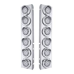 UNITED PACIFIC - 33611 - SOPORTE DEL FILTRO DE AIRE DELANTERO DE ACERO INOXIDABLE CON 12X 9 LED LUCES REFLECTORAS DE 2" Y VISORES PARA LENTES LED/CLARAS PETERBILT-AMBER