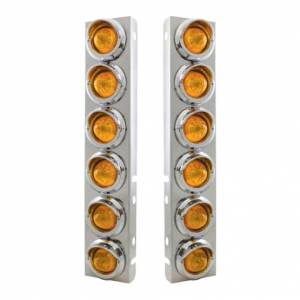 UNITED PACIFIC - 33614 - SOPORTE DEL FILTRO DE AIRE DELANTERO DE ACERO INOXIDABLE CON 12X 9 LED LUCES DE COLMENA DE 2" Y VISORES PARA LED Y LENTES PETERBILT-AMBER