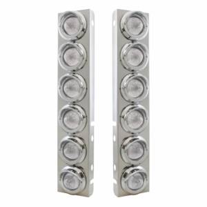 UNITED PACIFIC - 33615 - SOPORTE DEL FILTRO DE AIRE DELANTERO DE ACERO INOXIDABLE CON 12X 9 LED LUCES DE COLMENA DE 2" Y VISORES PARA LENTES LED/CLARAS PETERBILT-AMBER