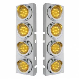 UNITED PACIFIC - 33616 - SOPORTE DEL FILTRO DE AIRE DELANTERO DE ACERO INOXIDABLE CON LUCES Y VISORES DE 8X 9 LED DE 2" PARA LED Y LENTES PETERBILT-AMBER