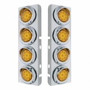 UNITED PACIFIC - 33618 - SOPORTE DEL FILTRO DE AIRE DELANTERO SS CON LUCES REFLECTORAS Y VISORES DE 8X 9 LED DE 2" PARA PETERBILT -LED ÁMBAR Y LENTES