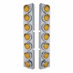 UNITED PACIFIC - 33626 - SOPORTE DEL FILTRO DE AIRE DELANTERO SS CON LUCES Y VISORES REFLECTORES DE 14X 9 LED ÁMBAR DE 2" PARA CAMIONES KW - LENTE ÁMBAR