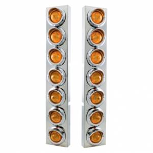 UNITED PACIFIC - 33630 - SOPORTE DE FILTRO DE AIRE DELANTERO SS CON 14X 9 LED ÁMBAR 2" LUCES DE COLMENA Y VISORES PARA CAMIONES KW - LENTE ÁMBAR