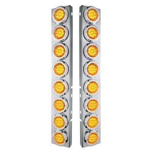 UNITED PACIFIC - 33700 - SOPORTE DEL FILTRO DE AIRE FRONTAL DE ACERO INOXIDABLE CON LUCES Y BISELES DE 16X 9 LED DE 2" PARA LED Y LENTES PETERBILT-AMBER