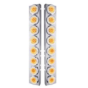 UNITED PACIFIC - 33701 - SOPORTE DEL FILTRO DE AIRE FRONTAL DE ACERO INOXIDABLE CON LUCES Y BISELES DE 16X 9 LED DE 2" PARA LENTES LED/TRANSPARENTES PETERBILT-AMBER