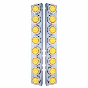 UNITED PACIFIC - 33702 - SOPORTE DEL FILTRO DE AIRE DELANTERO DE ACERO INOXIDABLE CON LUCES REFLECTORAS DE 16X 9 LED DE 2" Y BISELES PARA LED Y LENTES PETERBILT-AMBER