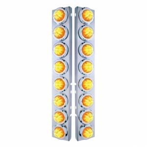 UNITED PACIFIC - 33706 - SOPORTE DEL FILTRO DE AIRE DELANTERO DE ACERO INOXIDABLE CON LUCES DE COLMENA DE 16X 9 LED DE 2" Y BISELES PARA LED Y LENTES PETERBILT-AMBER