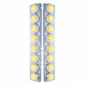 UNITED PACIFIC - 33707 - SOPORTE DEL FILTRO DE AIRE FRONTAL DE ACERO INOXIDABLE CON LUCES DE COLMENA DE 16X 9 LED DE 2" Y BISELES PARA LENTES LED/CLARAS PETERBILT-AMBER