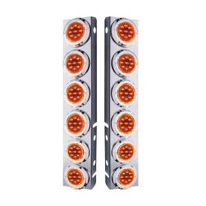 UNITED PACIFIC - 33708 - SOPORTE DEL FILTRO DE AIRE FRONTAL DE ACERO INOXIDABLE CON 12X 9 LUCES LED DE 2" Y BISELES PARA LED Y LENTES PETERBILT-AMBER