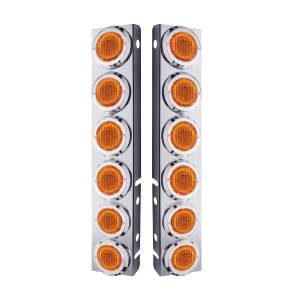 UNITED PACIFIC - UNITED PACIFIC - 33708 - SOPORTE DEL FILTRO DE AIRE FRONTAL DE ACERO INOXIDABLE CON 12X 9 LUCES LED DE 2" Y BISELES PARA LED Y LENTES PETERBILT-AMBER - Image 2