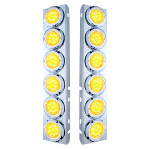 UNITED PACIFIC - 33709 - SOPORTE DEL FILTRO DE AIRE FRONTAL DE ACERO INOXIDABLE CON 12X 9 LUCES LED DE 2" Y BISELES PARA LENTES LED/CLARAS PETERBILT-AMBER