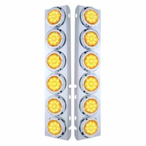 UNITED PACIFIC - 33710 - SOPORTE DEL FILTRO DE AIRE DELANTERO DE ACERO INOXIDABLE CON LUCES REFLECTORAS DE 12X 9 LED DE 2" Y BISELES PARA LED Y LENTES PETERBILT-AMBER