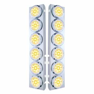 UNITED PACIFIC - 33711 - SOPORTE DEL FILTRO DE AIRE FRONTAL DE ACERO INOXIDABLE CON LUCES REFLECTORAS DE 12X 9 LED DE 2" Y BISELES PARA LENTES LED/CLARAS PETERBILT-AMBER