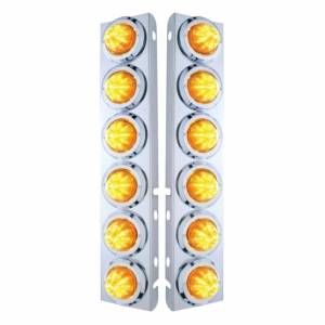 UNITED PACIFIC - 33714 - SOPORTE DEL FILTRO DE AIRE FRONTAL DE ACERO INOXIDABLE CON 12X 9 LED LUCES DE COLMENA DE 2" Y BISELES PARA LED Y LENTES PETERBILT-AMBER
