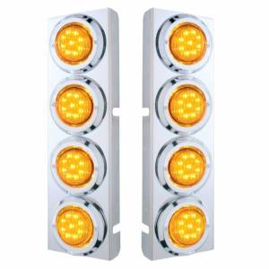 UNITED PACIFIC - 33716 - SOPORTE DEL FILTRO DE AIRE FRONTAL DE ACERO INOXIDABLE CON LUCES Y BISELES DE 8X 9 LED DE 2" PARA LED Y LENTES PETERBILT-AMBER