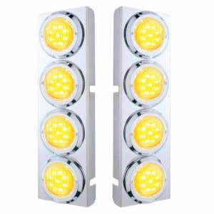 UNITED PACIFIC - 33717 - SOPORTE DEL FILTRO DE AIRE FRONTAL DE ACERO INOXIDABLE CON LUCES Y BISELES DE 8X 9 LED DE 2" PARA LENTES LED/TRANSPARENTES PETERBILT-AMBER