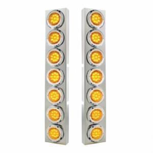 UNITED PACIFIC - 33724 - SOPORTE DEL FILTRO DE AIRE DELANTERO SS CON LUCES 14X 9 LED DE 2" Y BISEL PARA CAMIONES KW - LED ÁMBAR Y LENTE