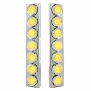 UNITED PACIFIC - 33725 - SOPORTE DEL FILTRO DE AIRE DELANTERO SS CON LUCES 14X 9 LED DE 2" Y BISEL PARA CAMIONES KW - LED ÁMBAR/LENTE TRANSPARENTE