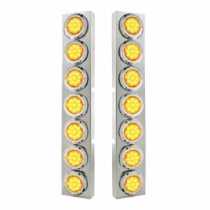 UNITED PACIFIC - 33726 - SOPORTE DEL FILTRO DE AIRE DELANTERO SS CON LUCES REFLECTORAS DE 14X 9 LED ÁMBAR DE 2" Y BISEL PARA CAMIONES KW - LENTE ÁMBAR