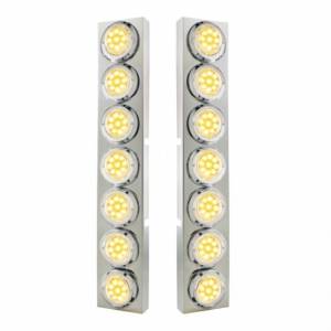 UNITED PACIFIC - 33727 - SOPORTE DEL FILTRO DE AIRE DELANTERO SS CON LUCES REFLECTORAS DE 14X 9 LED ÁMBAR DE 2" Y BISEL PARA CAMIONES KW - LENTE TRANSPARENTE