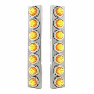 UNITED PACIFIC - 33730 - SOPORTE DEL FILTRO DE AIRE DELANTERO SS CON 14X 9 LED ÁMBAR 2" LUCES DE COLMENA Y BISELES PARA CAMIONES KW - LENTE ÁMBAR