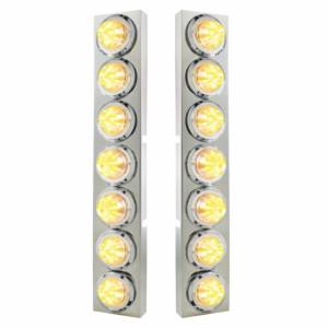 UNITED PACIFIC - 33731 - SOPORTE DEL FILTRO DE AIRE DELANTERO SS CON 14X 9 LED ÁMBAR 2" LUCES DE COLMENA Y BISELES PARA CAMIONES KW - LENTE TRANSPARENTE