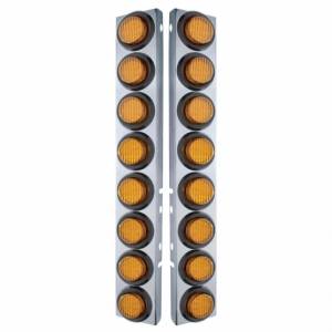 UNITED PACIFIC - 33800 - SOPORTE DEL FILTRO DE AIRE FRONTAL DE ACERO INOXIDABLE CON 16X 9 LUCES LED DE 2" PARA LED Y LENTES PETERBILT-AMBER