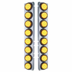 UNITED PACIFIC - 33802 - SOPORTE DEL FILTRO DE AIRE DELANTERO DE ACERO INOXIDABLE CON LUCES REFLECTORAS DE 16X 9 LED DE 2" PARA LED Y LENTES PETERBILT-AMBER