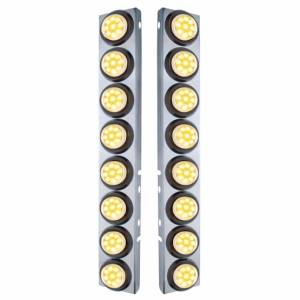 UNITED PACIFIC - 33803 - SOPORTE DEL FILTRO DE AIRE DELANTERO DE ACERO INOXIDABLE CON LUCES REFLECTORAS DE 16X 9 LED DE 2" PARA PETERBILT-AMBER LED/LENTE TRANSPARENTE