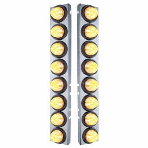 UNITED PACIFIC - 33807 - SOPORTE DEL FILTRO DE AIRE DELANTERO DE ACERO INOXIDABLE CON LUCES DE COLMENA DE 16X 9 LED DE 2" PARA PETERBILT -LED ÁMBAR/LENTE TRANSPARENTE