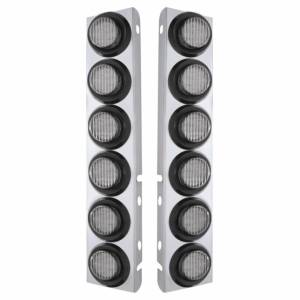 UNITED PACIFIC - 33809 - SOPORTE DEL FILTRO DE AIRE FRONTAL DE ACERO INOXIDABLE CON 12X 9 LUCES LED DE 2" PARA LENTE LED/CLARA PETERBILT-AMBER