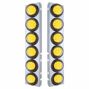 UNITED PACIFIC - 33810 - SOPORTE DEL FILTRO DE AIRE DELANTERO DE ACERO INOXIDABLE CON LUCES REFLECTORAS DE 12X 9 LED DE 2" PARA LED Y LENTES PETERBILT-AMBER