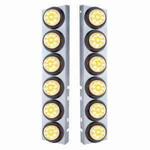 UNITED PACIFIC - 33811 - SOPORTE DEL FILTRO DE AIRE DELANTERO DE ACERO INOXIDABLE CON LUCES REFLECTORAS DE 12X 9 LED DE 2" PARA PETERBILT-LED ÁMBAR/LENTE TRANSPARENTE