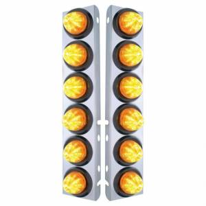 UNITED PACIFIC - 33814 - SOPORTE DEL FILTRO DE AIRE DELANTERO DE ACERO INOXIDABLE CON 12X 9 LED LUCES DE COLMENA DE 2" PARA LED Y LENTES PETERBILT-AMBER
