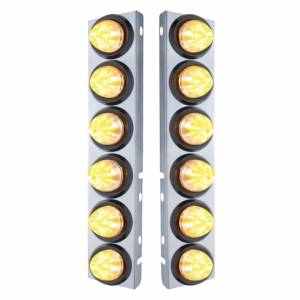UNITED PACIFIC - 33815 - SOPORTE DEL FILTRO DE AIRE DELANTERO DE ACERO INOXIDABLE CON 12 LUCES DE 9 LED DE 2" PARA PETERBILT-AMBER LED/LENTE TRANSPARENTE