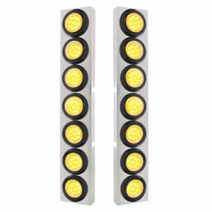UNITED PACIFIC - 33825 - SOPORTE DEL FILTRO DE AIRE DELANTERO SS CON BISEL DE LUCES DE 14X 9 LED DE 2" PARA CAMIONES KW - LED ÁMBAR/LENTE TRANSPARENTE
