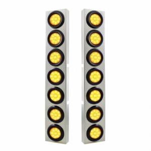 UNITED PACIFIC - 33826 - SOPORTE DEL FILTRO DE AIRE DELANTERO SS CON LUCES REFLECTORAS DE 14X 9 LED ÁMBAR DE 2" PARA CAMIONES KW - LENTE ÁMBAR