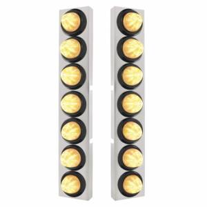 UNITED PACIFIC - 33831 - SOPORTE DEL FILTRO DE AIRE DELANTERO SS CON BISEL DE LUCES DE COLMENA DE 14X 9 LED DE 2" PARA CAMIONES KW - LED ÁMBAR/LENTE TRANSPARENTE