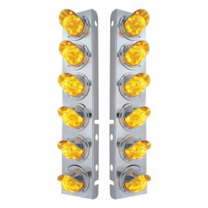 UNITED PACIFIC - 33914 - SOPORTE DEL FILTRO DE AIRE DELANTERO DE ACERO INOXIDABLE CON 12X 11 LUCES LED DE SANDÍA Y VISORES PARA LED Y LENTES PETERBILT-AMBER