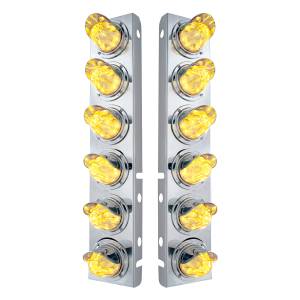 UNITED PACIFIC - 33915 - SOPORTE DEL FILTRO DE AIRE FRONTAL DE ACERO INOXIDABLE CON 12X 11 LUCES LED DE SANDÍA Y VISORES PARA LENTES LED/CLARAS PETERBILT-AMBER