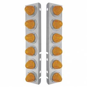 UNITED PACIFIC - 33920 - SOPORTE DEL FILTRO DE AIRE FRONTAL DE ACERO INOXIDABLE CON 12X 11 LUCES LED DE SANDÍA Y BISELES PARA LED Y LENTES PETERBILT-AMBER