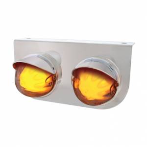 UNITED PACIFIC - 34422 - SOPORTE DE LUZ SS CON 2X 9 LED GLOLIGHT DE SANDÍA DE DOBLE FUNCIÓN Y VISORES - LED ÁMBAR / LENTE TRANSPARENTE