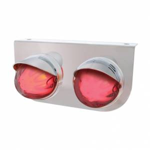 UNITED PACIFIC - 34423 - SOPORTE DE LUZ SS CON 2X 9 LED GLOLIGHT Y VISORES DE SANDÍA DE DOBLE FUNCIÓN - LED ROJO/LENTE TRANSPARENTE