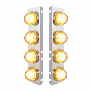 UNITED PACIFIC - 34435 - SOPORTE DEL FILTRO DE AIRE FRONTAL DE ACERO INOXIDABLE CON LUZ LED AMBAR DE 8X 9 SANDÍA Y BISELES PARA LENTES PETERBILT-CLEAR